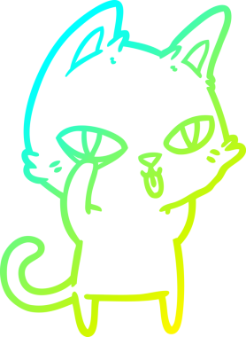 Bir çizgi film kedisinin insan tarafından çizilmiş soğuk çizgi çizimi.