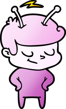 Bir insan tarafından çizilmiş dost canlısı çizgi film uzay adamı.