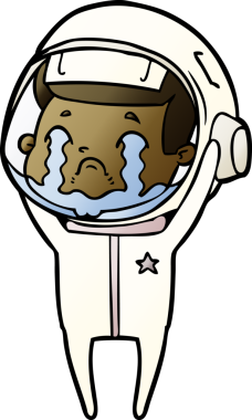 Bir insan tarafından çizilmiş ağlayan astronot çizgi filmi.