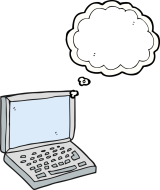 Bir insan tarafından çizilmiş serbest çizim balon dizüstü bilgisayar.