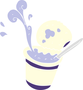 Bir insan tarafından çizilmiş karton yoğurt.