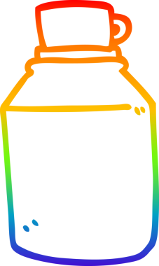 Bir insan tarafından çizilmiş sıcak içecek şişesinin çizgi çizimi.