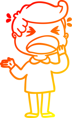 Bir insan tarafından çizilmiş bağıran bir çizgi film karakteri.