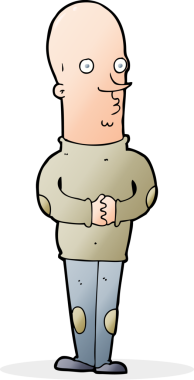 Bir insan tarafından çizilmiş komik kel adam.