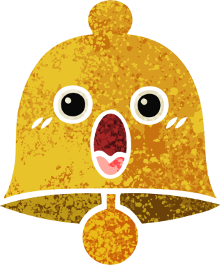 Bir insan tarafından çizilmiş bir çanın retro çizim tarzı karikatürü