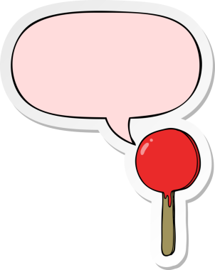 Bir insan tarafından çizilmiş konuşma balonu çıkartmalı çizgi film lolipopu.