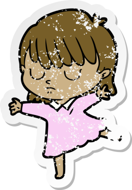 Bir insan tarafından çizilmiş karikatür bir kadının sıkıntılı çıkartması.