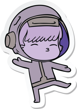 Bir insan tarafından çizilmiş meraklı bir astronotun çıkartması.