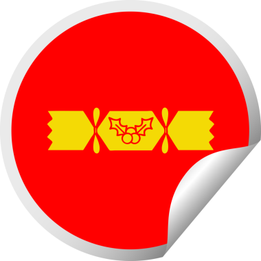 Bir insan tarafından çizilmiş bir Noel krakerinin dairesel kabuk soyucu karikatürü.