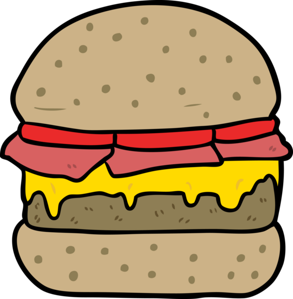 Bir insan tarafından çizilmiş istiflenmiş hamburger.