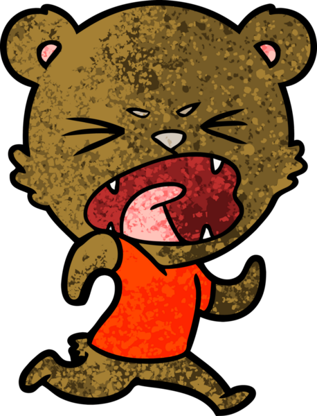 Bir insan tarafından çizilen kızgın çizgi film ayısı.