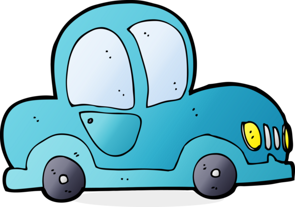 Bir insan tarafından çizilmiş çizgi film arabası.