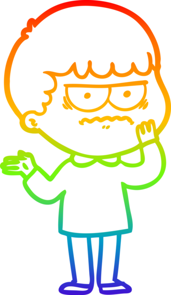 Bir insan tarafından çizilmiş kızgın bir adamın çizdiği gökkuşağı gradyanı çizimi