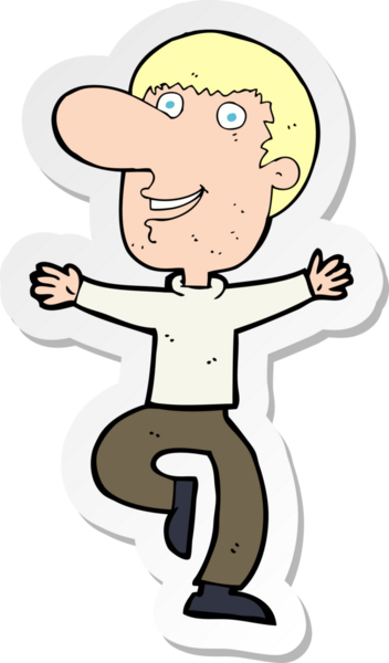 Bir insan tarafından çizilmiş mutlu bir adamın çıkartması.