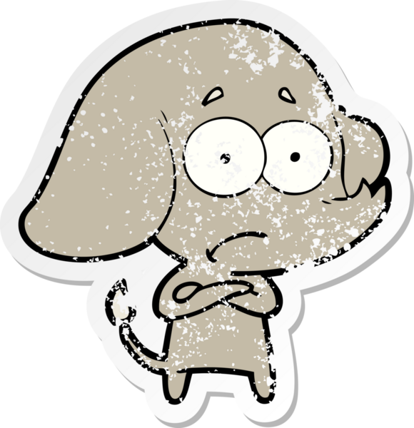 Bir insan tarafından çizilmiş belirsiz bir filin sıkıntılı çıkartması.