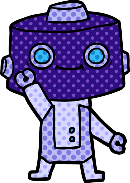 Bir insan tarafından çizilmiş çizgi film robotu