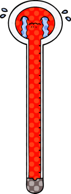 bir insan tarafından çizilmiş karikatür termometresi ağlıyor