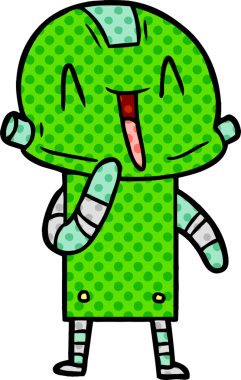 Bir insan tarafından çizilmiş çizgi film robotu