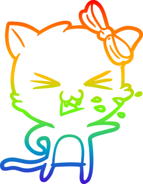 gökkuşağı gradyanı çizimi bir insan tarafından çizilmiş çizgi film kedisi