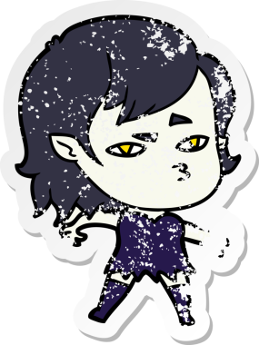 Bir insan tarafından çizilmiş vampir bir kızın sıkıntılı çıkartması.