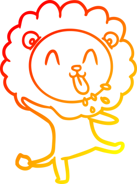 Bir insan tarafından çizilmiş mutlu çizgi film aslanının sıcak çizgi çizimi