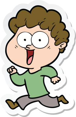 Bir insan tarafından çizilmiş mutlu bir adamın çıkartması.