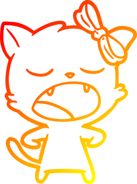 Bir insan tarafından çizilen esneyen kedinin sıcak çizgi çizimi