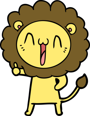 Bir insan tarafından çizilmiş mutlu çizgi film aslanı.