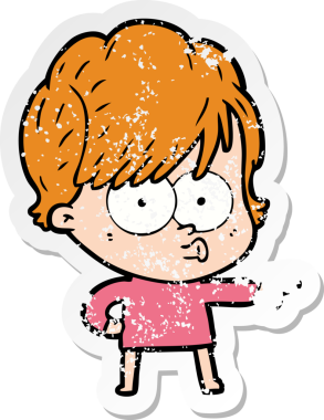 Bir insan tarafından çizilmiş karikatür bir kadının sıkıntılı çıkartması.