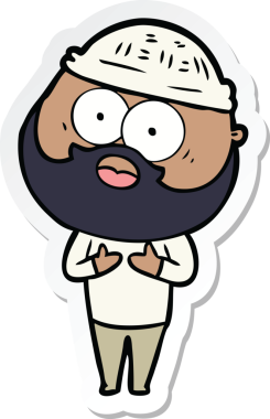 Bir insan tarafından çizilmiş sakallı bir adamın çıkartması.