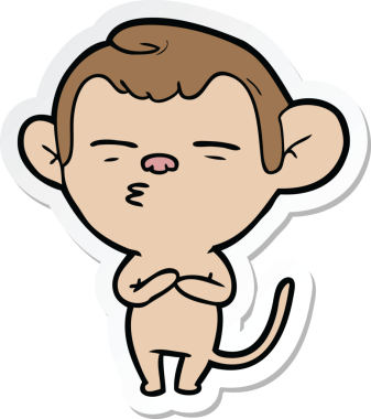 Bir insan tarafından çizilmiş şüpheli bir maymunun çıkartması.