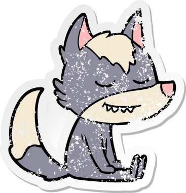 Bir insan tarafından çizilmiş dost canlısı bir kurdun sıkıntılı çıkartması.