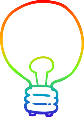 gökkuşağı gradyan çizgi çizimi bir insan tarafından çizilmiş bir ampul