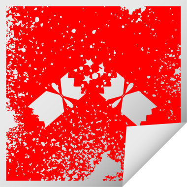 Bir insan tarafından çizilmiş Noel krakerinin sıkıntılı kare soyma etiketi.