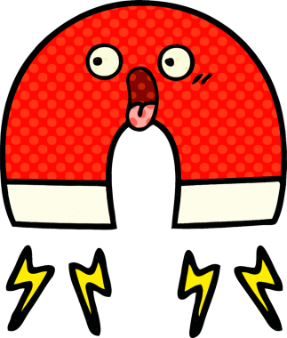 bir insan tarafından çizilmiş bir mıknatısın çizgi roman tarzı