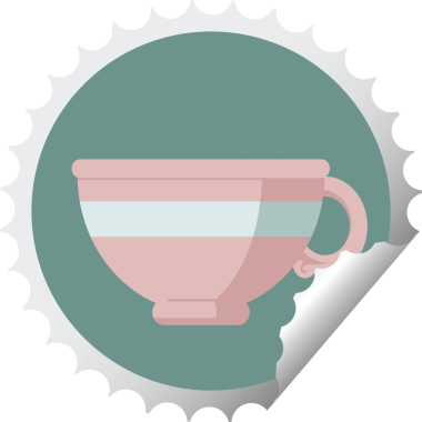 Bir insan tarafından çizilmiş kahve fincanı grafik vektör illüstrasyon etiketi