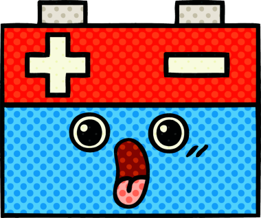 Bir insan tarafından çizilmiş bir araba aküsünün çizgi romanı.