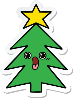 Bir insan tarafından çizilmiş şirin bir noel ağacının çıkartması.