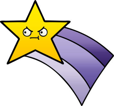 Bir insan tarafından çizilmiş kayan gökkuşağı yıldızının gölgeli karikatürü