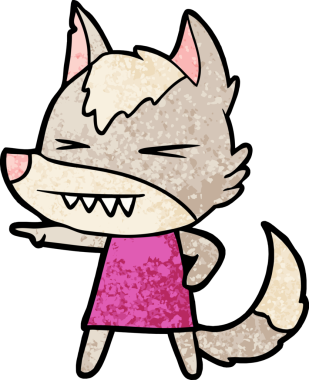 Bir insan tarafından çizilmiş kızgın kurt çizgi filmi.