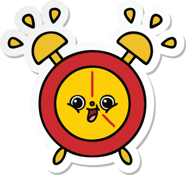 Bir insan tarafından çizilmiş şirin bir çizgi film çalar saatinin çıkartması.