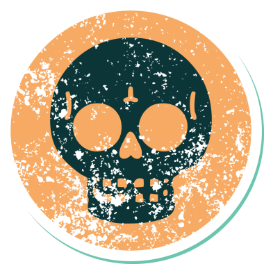 Bir insan tarafından çizilmiş bir kafatasının sembolik dövmeli görüntüsü.