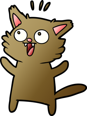 Bir insan tarafından çizilmiş mutlu çizgi film kedisi.