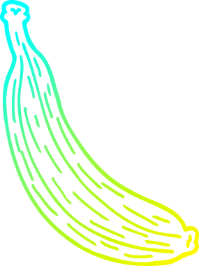 Bir insan tarafından çizilmiş sarı bir muzun soğuk gradyan çizimi