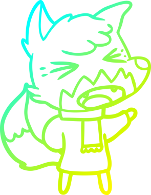 Bir insan tarafından çizilmiş kızgın bir tilkinin soğuk çizgi çizimi.