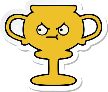 Bir insan tarafından çizilmiş şirin bir karikatür kupasının çıkartması.