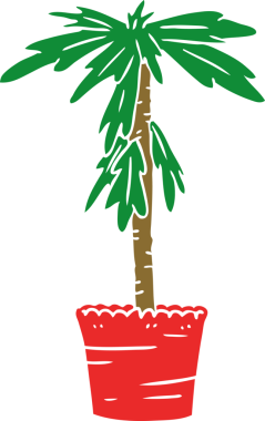 Bir insan tarafından çizilmiş bir ev bitkisinin el çizimi karikatürü.