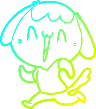 Bir insan tarafından çizilmiş şirin bir çizgi köpeğin soğuk gradyan çizgisi.