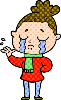 Bir insan tarafından çizilmiş ağlayan kadın çizgi filmi.