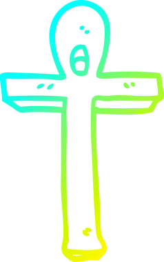 Bir insan tarafından çizilmiş bir çizgi ankh sembolünün soğuk gradyan çizimi